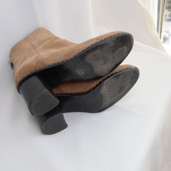 Rag & Bone Willow Brown Suede Studded Heeled Boots Sz 7 - Picture 10 of 11